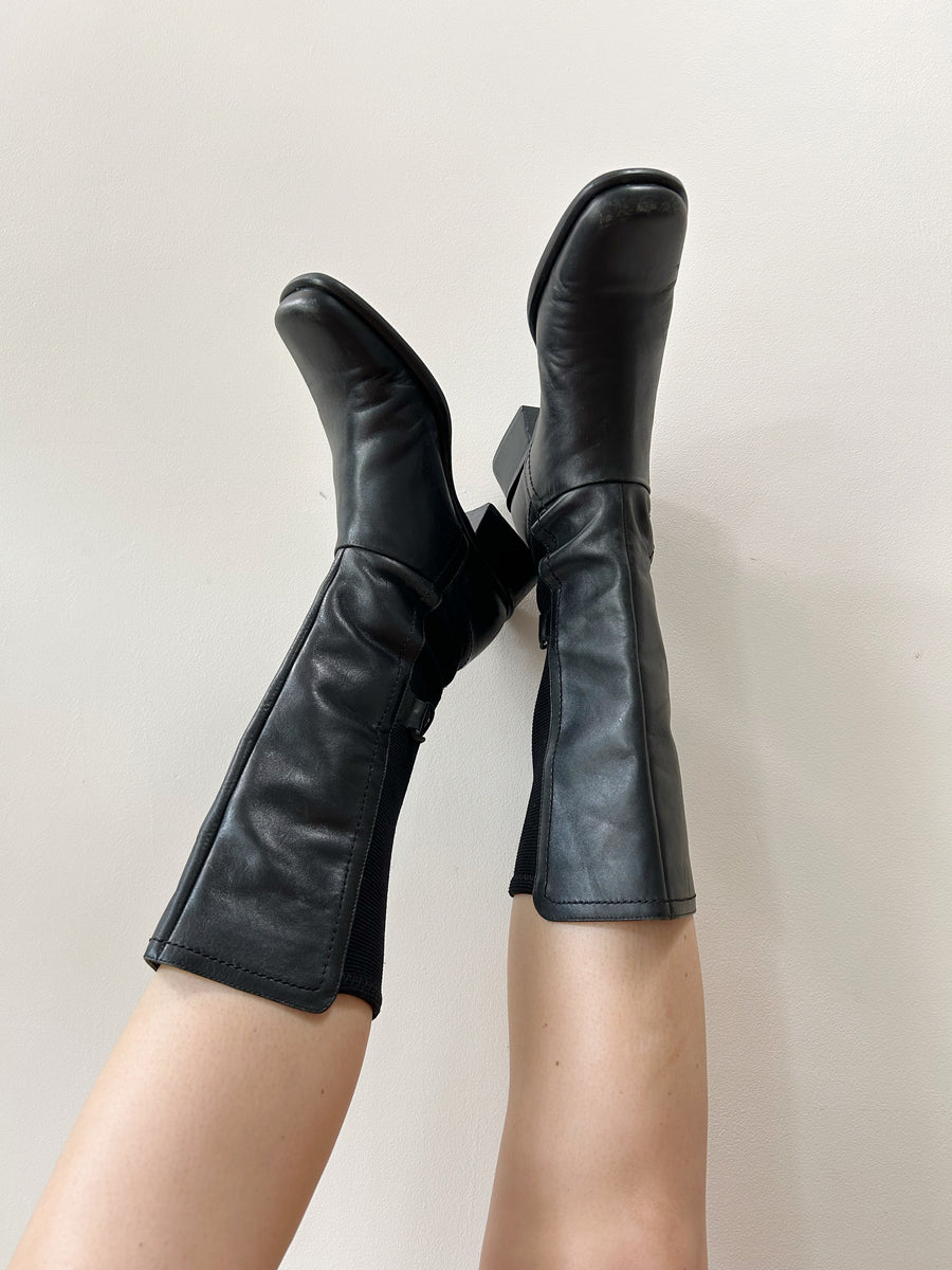 Black stretch boots best sale