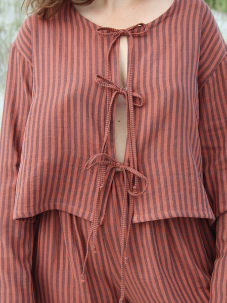 Long Sleeve Tie Top