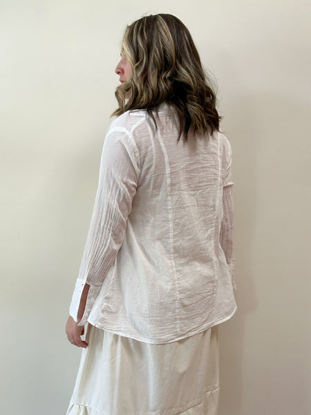 White Cotton Semi-Sheer Blouse