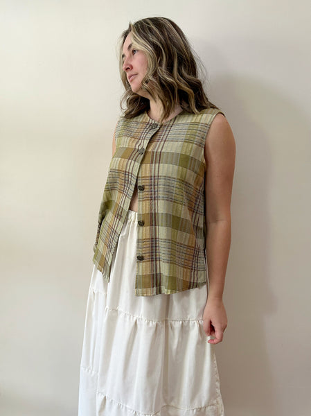 Plaid Green Tones Vest