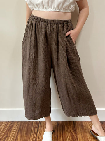 FLAX Brown Linen Pants
