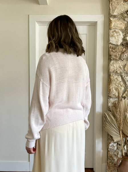 Baby Pink Button Sweater