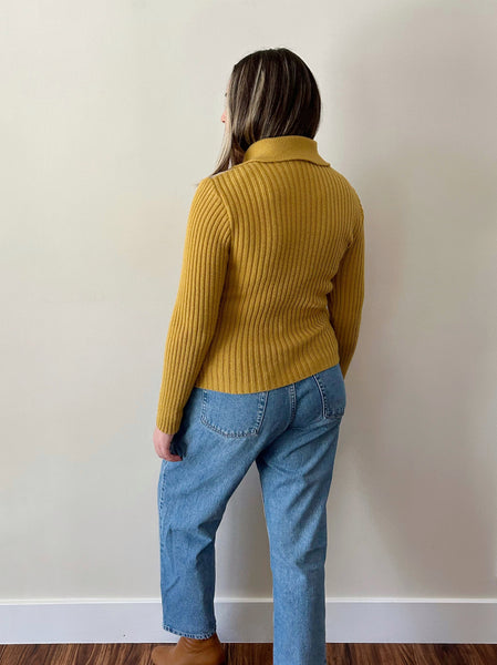 Taupe Suede & Mustard Knit Zipper Jacket