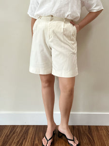 Cream Pleated Shorts (30)