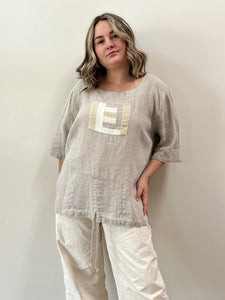 Oat Linen Patchwork Top