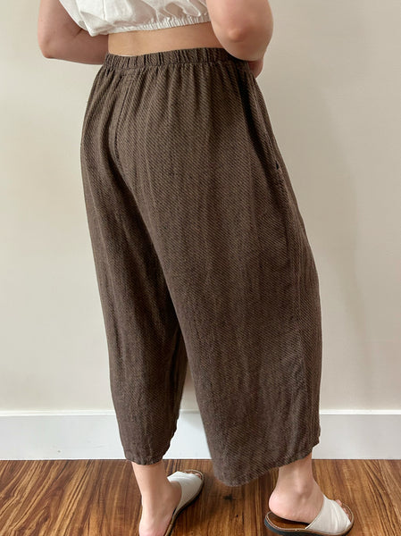 FLAX Brown Linen Pants