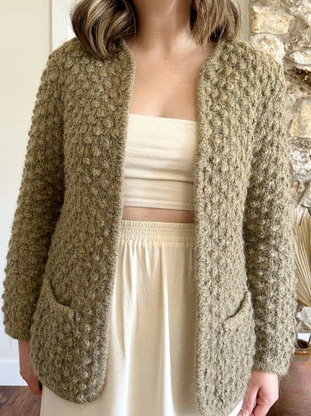 Brown Textured Cardigan