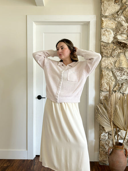 Baby Pink Button Sweater