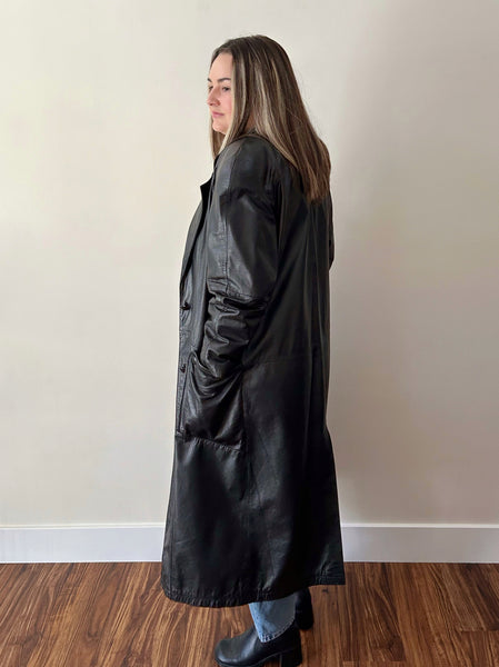 Long Black Leather Coat