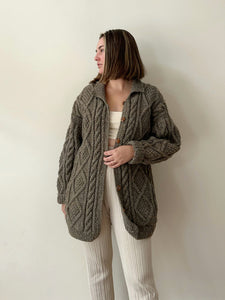 Gray Chunky Wool Cardigan