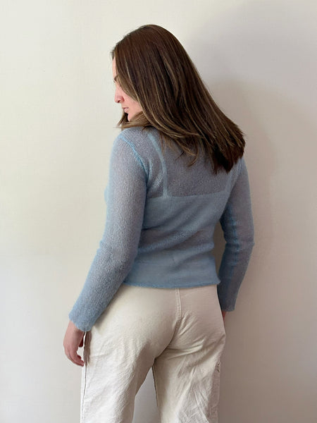 Baby Blue Mohair Open Knit Sweater