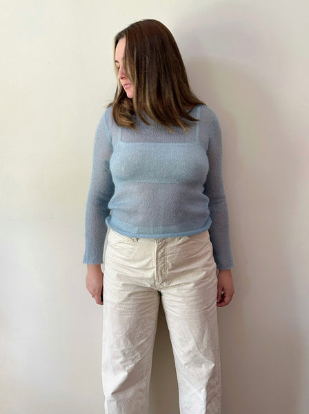 Baby Blue Mohair Open Knit Sweater