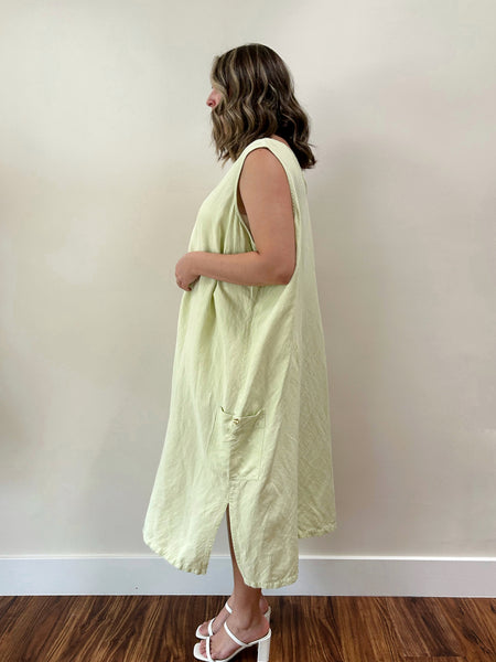 Melon Green Linen Dress