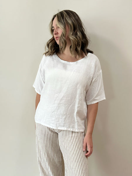 White Linen Tee Shirt