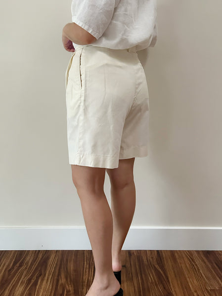 Cream Pleated Shorts (30)