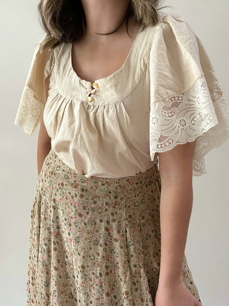 Handmade Cream Cotton Top