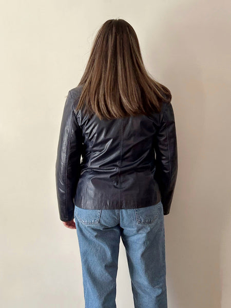 Navy Leather Jacket