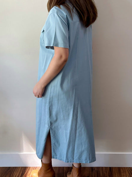 Blue Button Up Maxi Dress