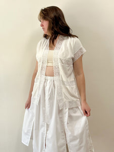White Lace & Terry Cloth Cardigan