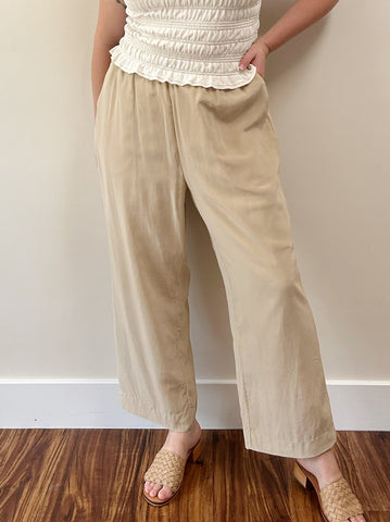 Beige Pure Silk Pants (L)