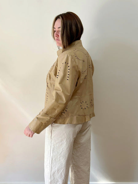 Tan Leather Cut Out Butterfly Jacket