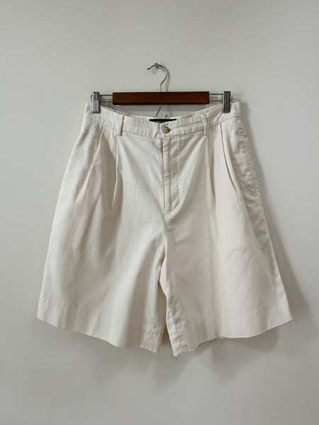 Cream Pleated Shorts (30)