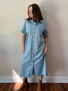 Blue Button Up Maxi Dress