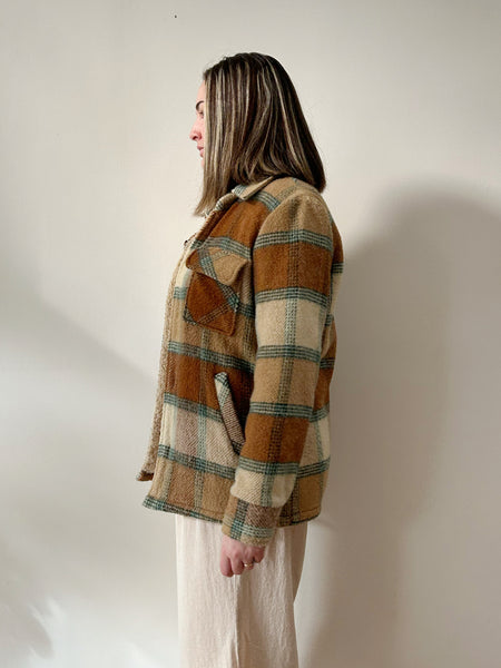 Plaid Sherpa Lined Wool Jacket