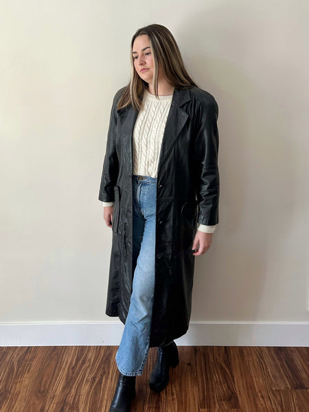 Long Black Leather Coat