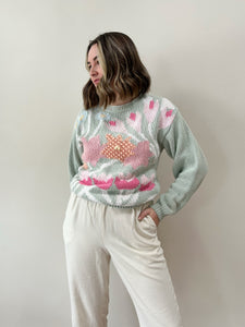 Pastel Floral Cotton Sweater