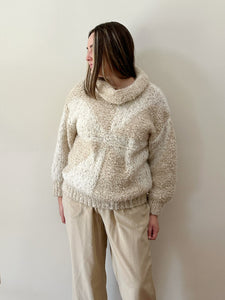 Chunky Cream & Beige Geometric Sweater