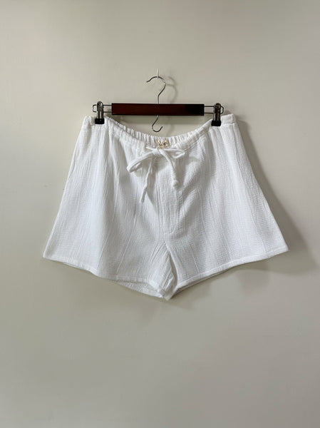 White Cotton Gauze Shorts (Reworked)