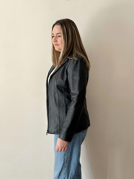 Black Leather Zipper Jacket