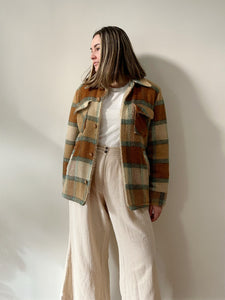 Plaid Sherpa Lined Wool Jacket