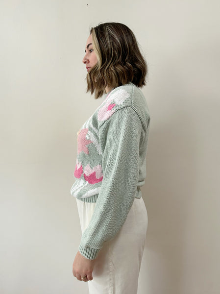 Pastel Floral Cotton Sweater