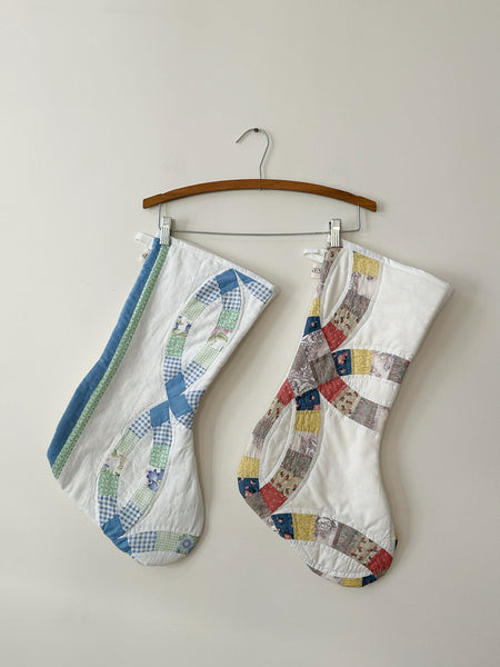 Quilt Stocking - Blue & White - Hand Made