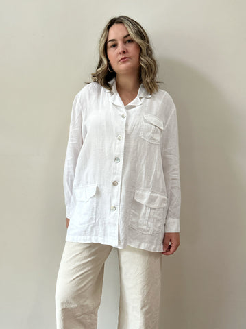 White Linen Chore Jacket