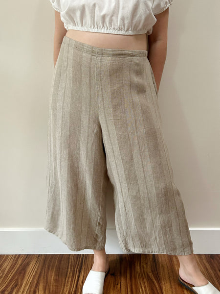 FLAX Oat Striped Linen Pants