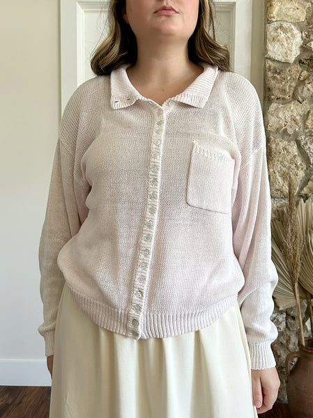 Baby Pink Button Sweater