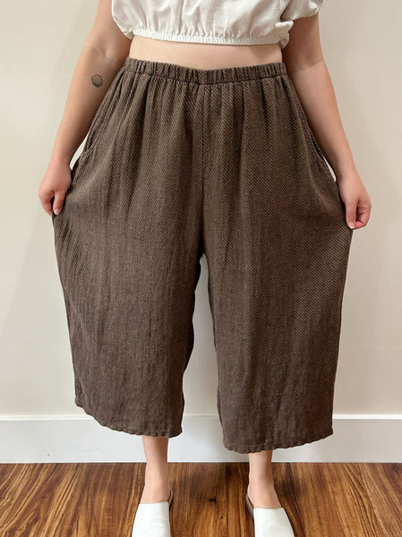 FLAX Brown Linen Pants