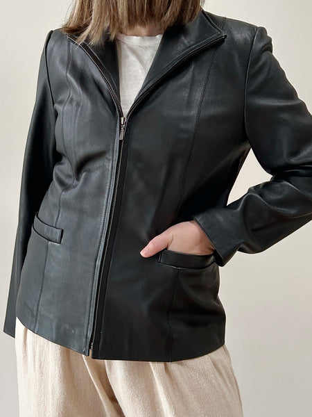 Black Leather Zipper Jacket