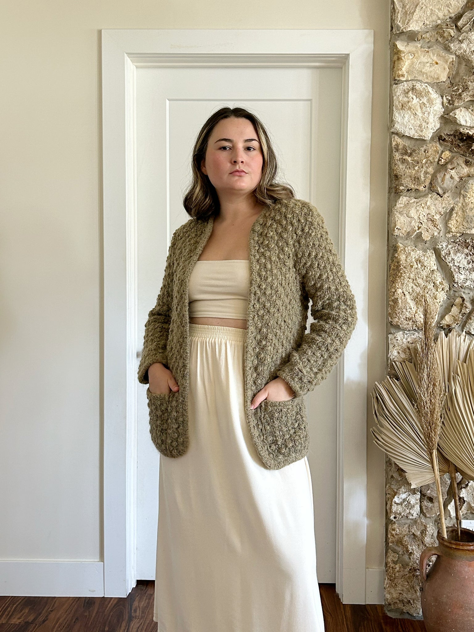 Brown Textured Cardigan