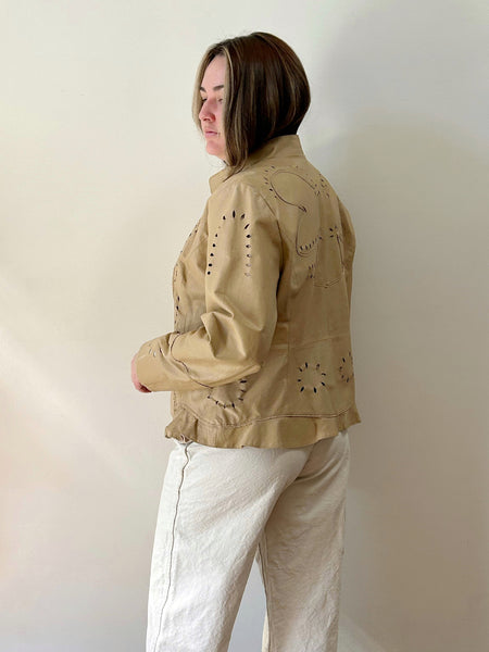 Tan Leather Cut Out Butterfly Jacket