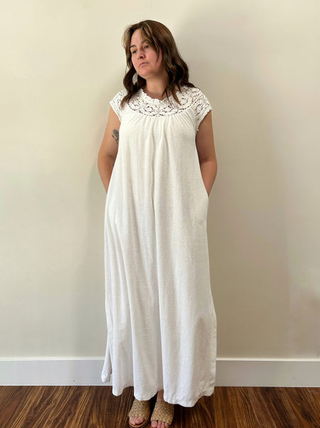 White Terry Cloth Maxi Dress