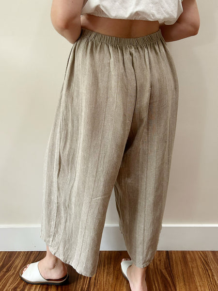 FLAX Oat Striped Linen Pants