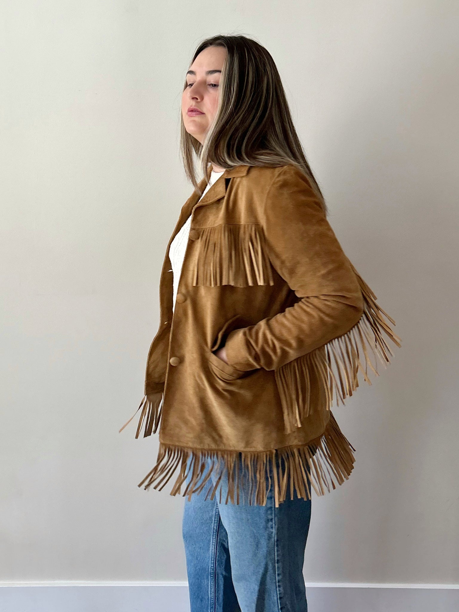 Tan Suede Fringe Jacket