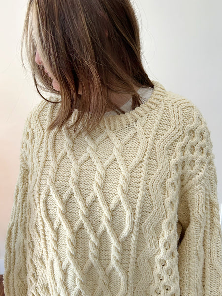 Boxy Cream Cable Knit Sweater