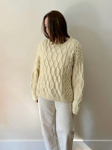 Boxy Cream Cable Knit Sweater