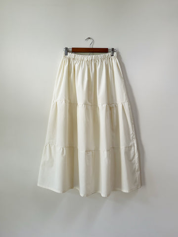 Cream Gathered Tiered Skirt - Hand Crafted