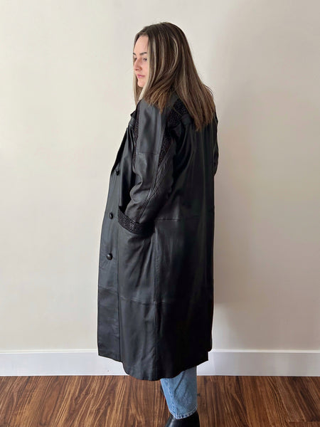 Long Black Leather Coat